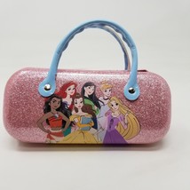 Disney Princesses Eye Glasses Case w Handles Ariel Belle Hard Glitter Blue Pink - £7.12 GBP