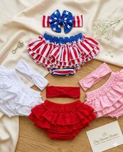 Newborn Infant Baby Ruffle Bloomer with Matching Bow Headband Set 8 Colors - $18.00