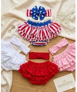 Newborn Infant Baby Ruffle Bloomer with Matching Bow Headband Set 8 Colors - $18.00