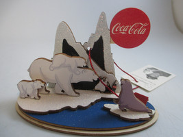 Coca-Cola Ginger Cottages Polar Bears and Mountain Wooden Christmas Orna... - $12.38