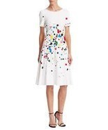 $2,400 NEW OSCAR DE LA RENTA WHITE MULTI COLOR PAINT SPLATTER DRESS US 1... - £1,038.36 GBP