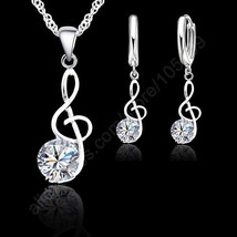 JEXXI 925 Sterling Silver Necklace / Pendant &amp; Earring Music Note Theme - $10.99