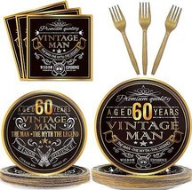 96 Pcs Vintage 60th Party Tableware Set Back in 1963 60th Theme Birthday Party T - £30.86 GBP