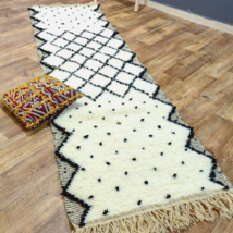 Rug Runner Berber Morocco Hallway Beni Ourain Long Runner Natural Handmade Wool - £242.85 GBP