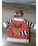 (1) Wine Bottle Christmas Sweater Reindeer with Hat. - £23.26 GBP