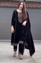 Black Velvet Salwar Suit Set Heavy Dupatta Zari Work || Punjabi dress || Traditi - £63.52 GBP
