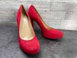 Talbots Heels Women 7.5B Platform Shoe Red Suede SlipOn Pumps Comfort Wo... - $27.54