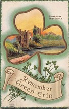 St Patricks Day Greeting~Remember Green ERIN-RUINS Of Irish CASTLE~1912 Postcard - £4.34 GBP