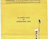 7 Seas Restaurant &amp; Marine Cocktail Lounge Menu SE 2nd Ave Miami Florida... - £50.76 GBP