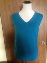 Feathers By Anthropologie Blue V Neck Sweater Vest Sz M - £35.03 GBP