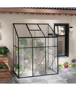 6.3 ft x 4.1 ft Outdoor Polycarbonate Lean-to Greenhouse with Black Meta... - $690.45 CAD