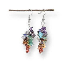 Natural 7 Chakra Gemstone Chips Earrings jewelry - £17.18 GBP