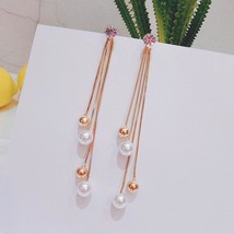 Sparkly Triple Tassel Pearl Earrings - $66.35 MXN+