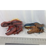 Jurassic Dinosaur T Rex Raptor Head Hand Puppet Lot of 2 - $39.95