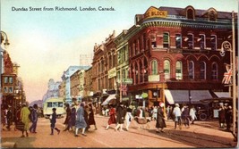 Canada Ontario London Dundas Street from Richmond British Flags Vintage Postcard - £7.51 GBP