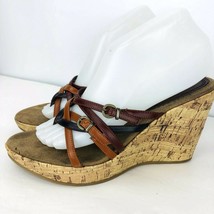 Madden Girl Fedrln 8.5  Wedge Cork Heel Platform Toe Sandals Strappy Shoes  - £31.69 GBP