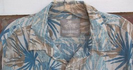 Margaritaville XL Men&#39;s Hawaiian Shirt Monstera Leaves Silk Linen Blue B... - $39.59