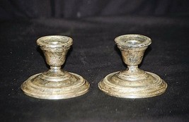 Old Vintage Kenilworth Sterling Silver Candlestick Holders .925 Weighted MCM - £30.96 GBP