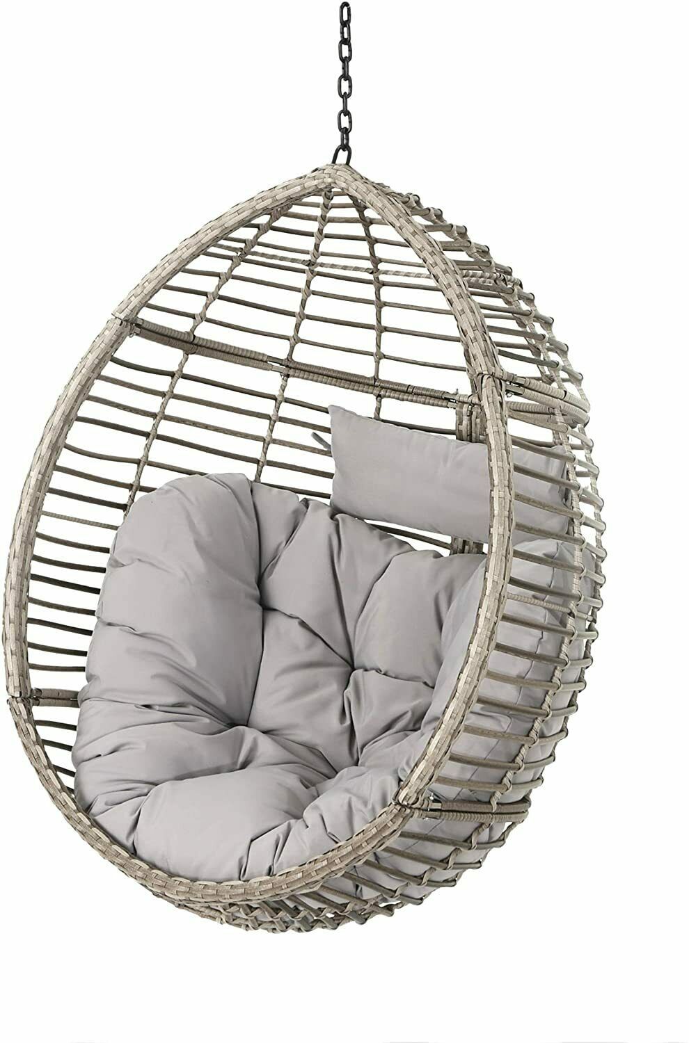 Outdoor Egg Chair Weave Patio Wicker Hanging  Cushion Indoor Gray New - $398.88