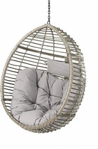 Outdoor Egg Chair Weave Patio Wicker Hanging  Cushion Indoor Gray New - £315.45 GBP