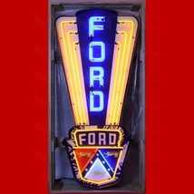 Ford Jubilee Crest Neon Sign Shaped Steel Can Car Garage 28&quot; by 59&quot; Neon Light - £1,478.73 GBP