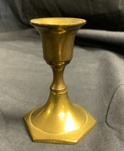 Brass Candlestick Small 2.75 inches tall Hexigon base Pre Owned - £5.93 GBP