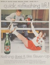 1959 Print Ad 7UP Soda Pop Lady on Ice Skates Falls Seven-Up - £16.10 GBP