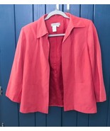 Vintage Coldwater Creek Orange Silk Linen Blend Open Blazer Petite Mediu... - £13.39 GBP