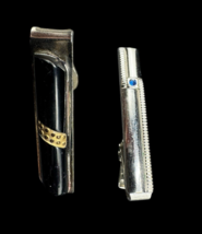 Vintage Tie Bar Lot 1.5&quot; Silver Gold Tone Blue Stone Metal - $187.20 MXN