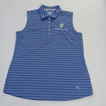 Puma RN#62200 ProElite Women&#39;s 1/4 Button Blue Striped Sleeveless Shirt ... - $19.79