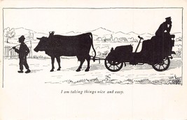 I Am Taking Things Nice &amp; EASY-COW Pulls Broken Old CAR-SILHOUETTE Postcard - £7.81 GBP