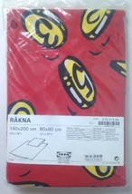 Ikea Rakna Duvet Cover and Pillow Case Sham Red w Gold Coins Money Euro ... - £19.94 GBP