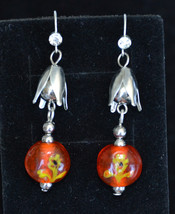 Long red Millefiori beads earrings, Bohemian earrings, designer red beads -E1272 - £11.95 GBP