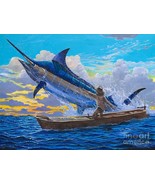 framed canvas art print giclee Old Man and the Sea  - £31.13 GBP