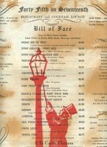 Forty Fifth on Seventeenth Menu Kenosha Wisconsin Bill of Fare 1970&#39;s - £17.46 GBP