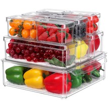 10 Pack Refrigerator Organizer Bins, Stackable Fridge Organizers And Storage Wit - £39.37 GBP