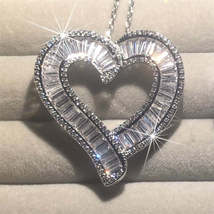 Luxury Heart Shaped White Full Faux Diamond Zircon Women&#39;s Pendant Neckl... - £15.14 GBP+