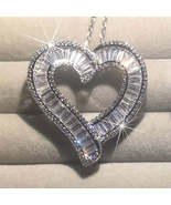 Luxury Heart Shaped White Full Faux Diamond Zircon Women&#39;s Pendant Neckl... - £14.90 GBP+