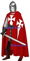 Knight Cloak Cape Tabard Tunic Surcoat Crusader Costume Hooded LARP` new gift - £262.75 GBP