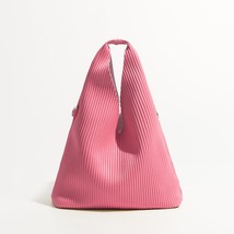 MABULA Pink Pleated Design Women Crossbody Hobo Bag Japanese Stylish Triangle Le - £43.95 GBP