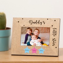 Personalised Little Star/s Wooden Photo Frame Gift Fathers Day Mothers Day Birth - $14.95