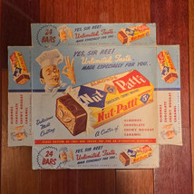 Nut Patti Almonds Chocolate Chewy Nougat Caramel Folded Empty Box 1950&#39;s Ad - $34.22