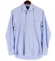 David Donahue Performance Dress Shirt Men&#39;s Medium Blue Purple Plaid - $18.33