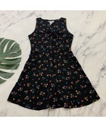 Westport Womens Vintage Romper Size 8 Black Blue Floral Bow Trim Button ... - $36.54 CAD