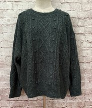 Old Navy Sweater Women&#39;s 2X Dark Green Festive Craft Crewneck Cable NEW - £22.65 GBP