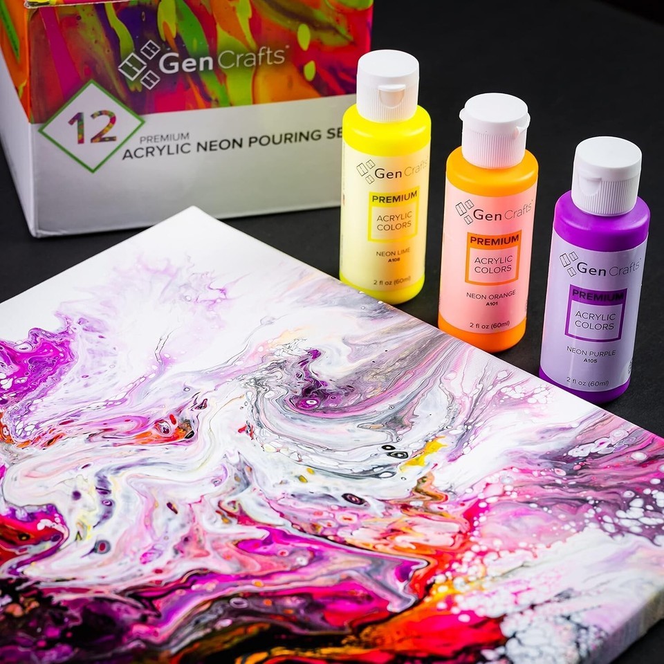 12 Colors Neon Acrylic Pouring Paint - Safe & Ready to Use for Stunning Art Item image 8