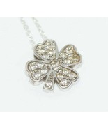 Sterling Silver 4 Leaf Clover Cubic Zirconia Necklace - £18.38 GBP