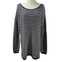 Soft Joie Long Oversized Cotton Sweater Stripe Pullover Tunic Long Sleeve Large - $26.99