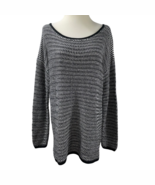 Soft Joie Long Oversized Cotton Sweater Stripe Pullover Tunic Long Sleeve Large - $26.50