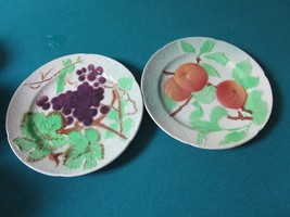 French Majolica Faience 2 Fruits Plates St Clement France Mid Century [4-1] - £48.78 GBP